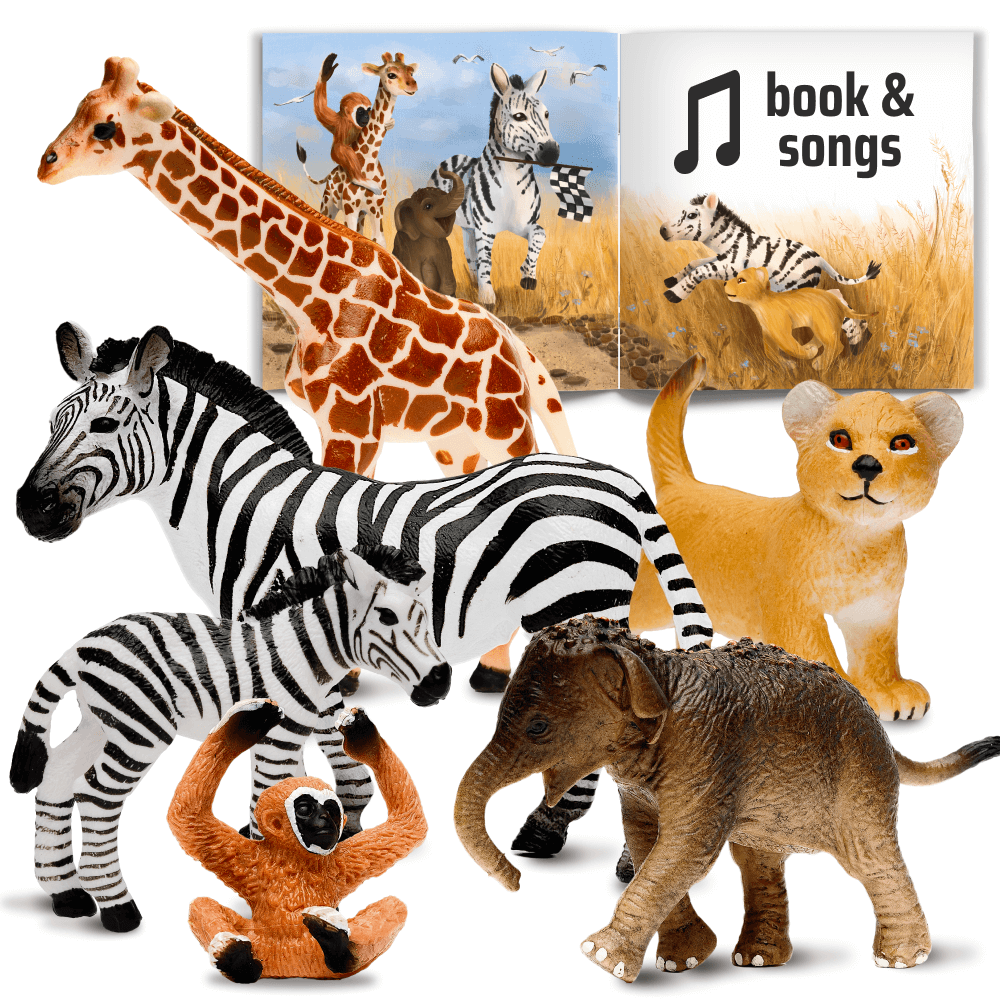 Safari Animals Figures with Book and Audio Narratoys